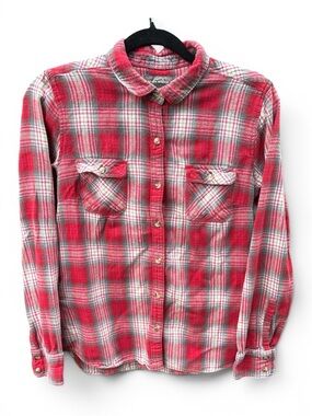 Eddie Bauer 100% Cotton Red Plaid Button-Up